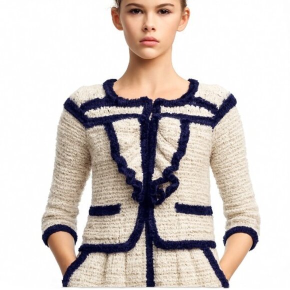 RED Valentino Ivory/Navy Cardigan, XS - Picture 1 of 9